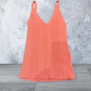 ANTHROPOLOGIE Knit V- Neck/ V-Back Tank Sweater Top Coral EUC